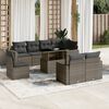 vidaXL 9 Piece Garden Sofa Set with Cushions Grey Poly Rattan