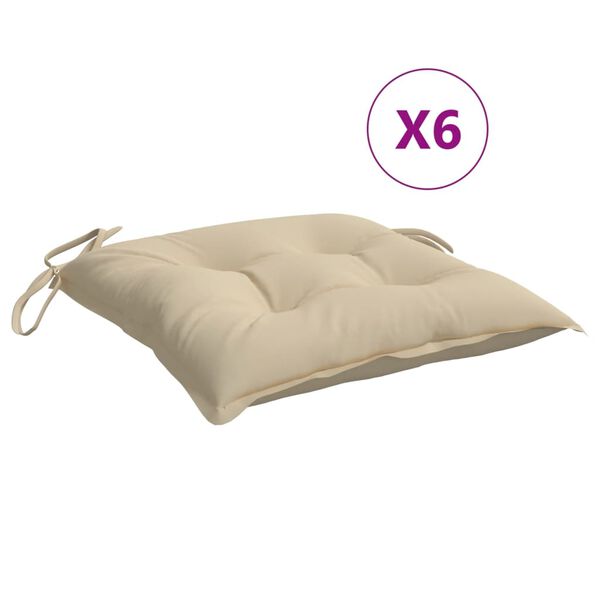 vidaXL Chair Cushions 6 pcs Beige 50x50x7 cm Oxford Fabric