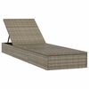 vidaXL Sunbeds 2 pcs with Table Grey Poly Rattan
