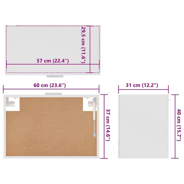 vidaXL Hanging Cabinet Lyon White 60x31x40 cm Engineered Wood