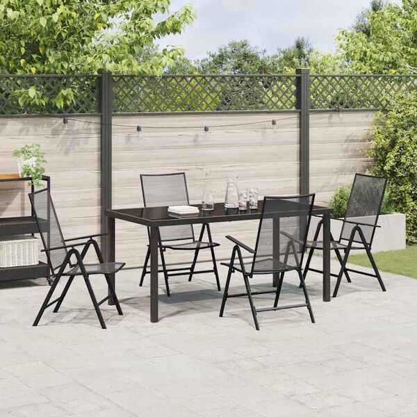 vidaXL Garden Dining Set 5 pcs Anthracite Powder-Coated Steel