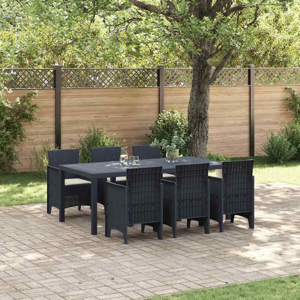 vidaXL Garden Dining Set 7 pcs Anthracite Polt rattan