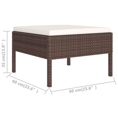 vidaXL 6 Piece Garden Lounge Set with Cushions Poly Rattan Brown