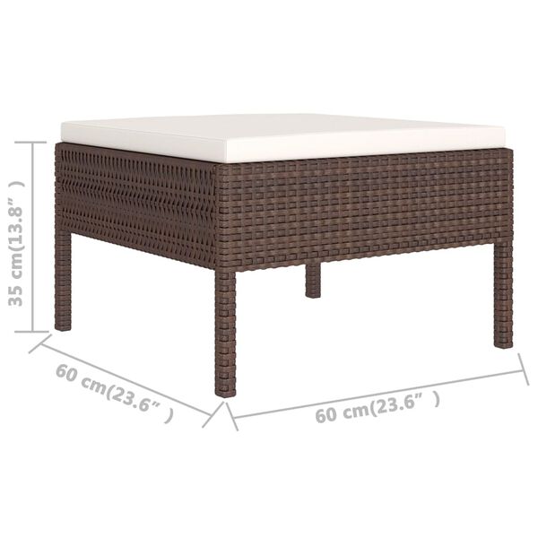 vidaXL 6 Piece Garden Lounge Set with Cushions Poly Rattan Brown