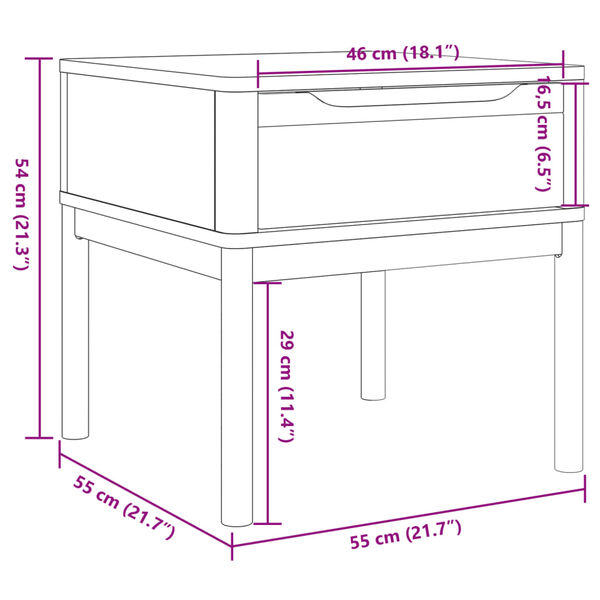 vidaXL Lamp Table FLORO Grey 55x55x54 cm Solid Wood Pine