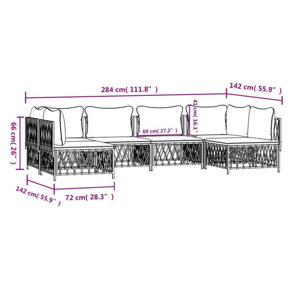 vidaXL 6 Piece Garden Lounge Set with Cushions White Steel