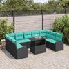 vidaXL Garden Sofa Set with Storage 10 pcs Black Poly rattan
