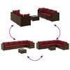 vidaXL 7 Piece Garden Lounge Set with Cushions Brown Poly Rattan