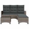 vidaXL 3 Piece Garden Sofa Set with Cushions L-shaped Grey Poly Rattan