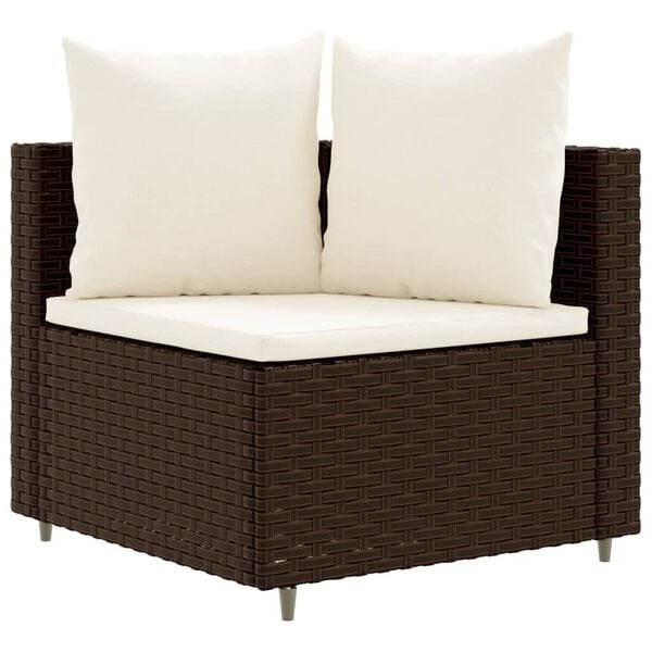 vidaXL 4 Piece Garden Sofa Set with Cushions Brown Poly Rattan