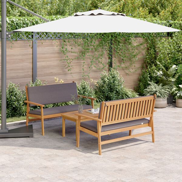 vidaXL 3 Piece Garden Sofa Set with Cushions Solid Wood Acacia