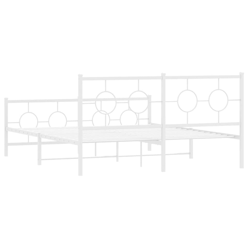vidaXL Metal Bed Frame without Mattress with Footboard White 150x200cm