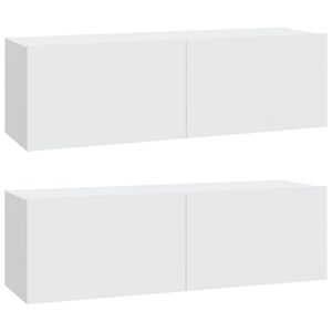 vidaXL Wall TV Cabinets 2 pcs White 100x30x30 cm Engineered Wood