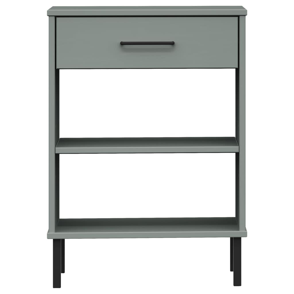 vidaXL Console Cabinet with Metal Legs Grey Solid Wood Pine OSLO