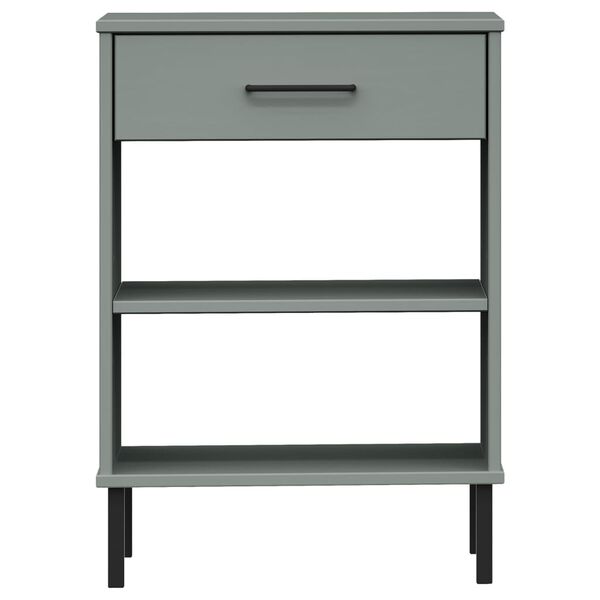 vidaXL Console Cabinet with Metal Legs Grey Solid Wood Pine OSLO