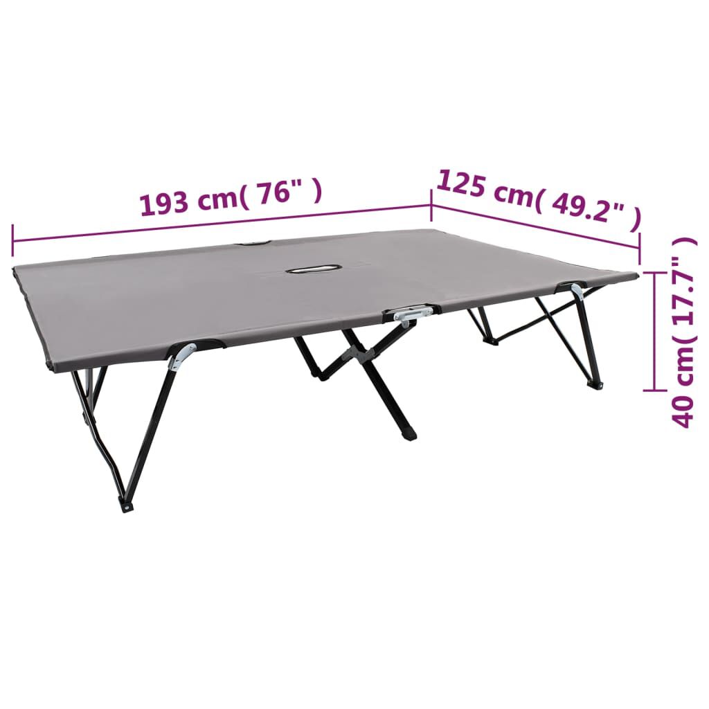 vidaXL Two Person Folding Sun Lounger Grey Steel