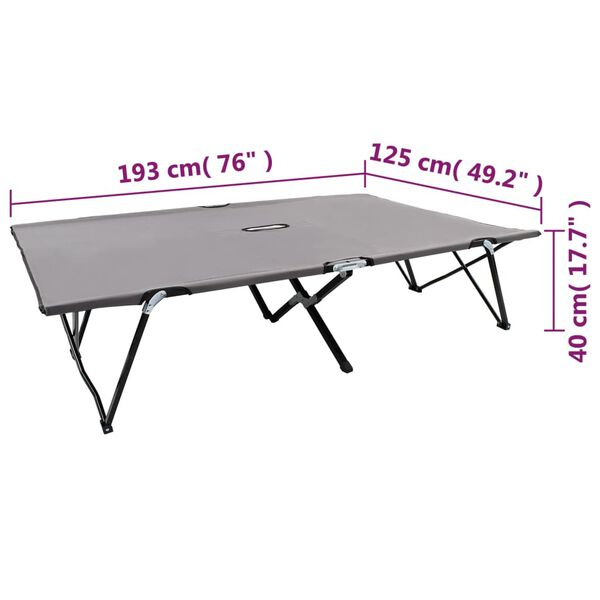 vidaXL Two Person Folding Sun Lounger Grey Steel