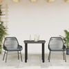 vidaXL 3 Piece Garden Dining Set with Cushions Black Poly Rattan Glass