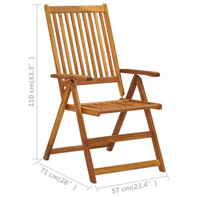 vidaXL Garden Reclining Chairs 3 pcs Solid Acacia Wood