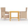 vidaXL 3 Piece Garden Dining Set Beige