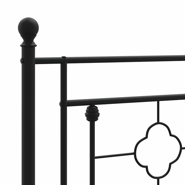 vidaXL Metal Bed Frame without Mattress with Headboard Black 150x200cm
