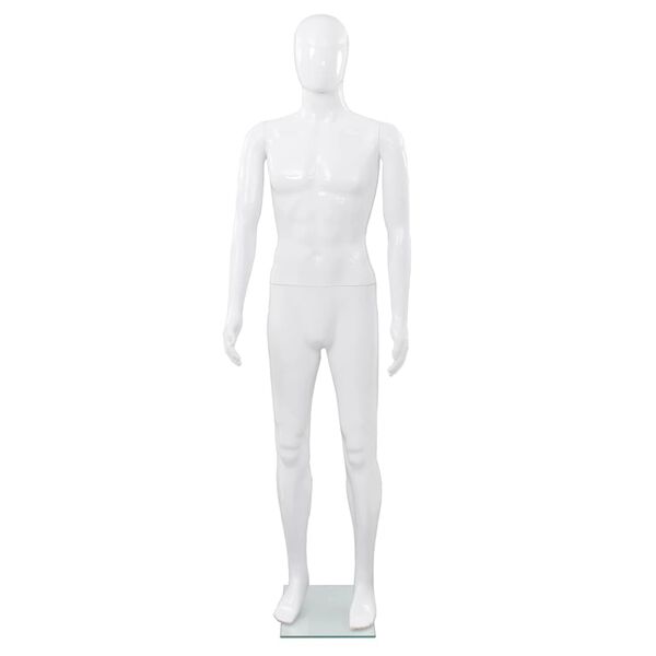vidaXL Full Body Male Mannequin with Glass Base Glossy White 185 cm