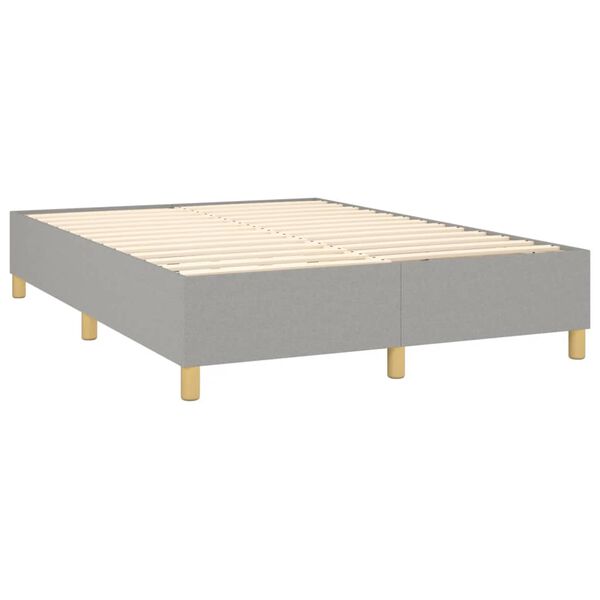 vidaXL Box Spring Bed with Mattress Light Grey 152x203 cm Queen Fabric