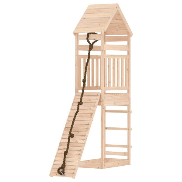 vidaXL Playhouse with Climbing Wall Solid Wood Pine