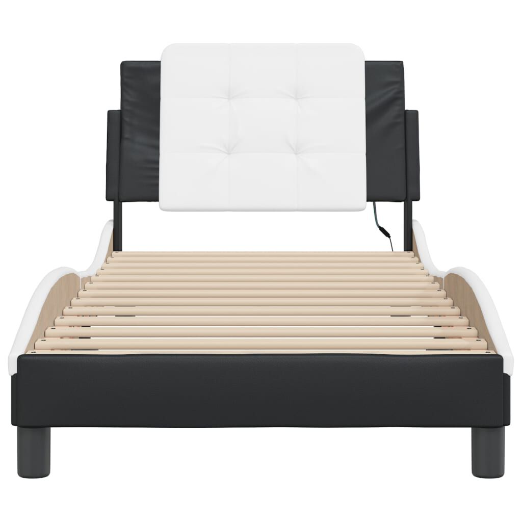 vidaXL Bed Frame with LED without Mattress Black and White 100x203 cm