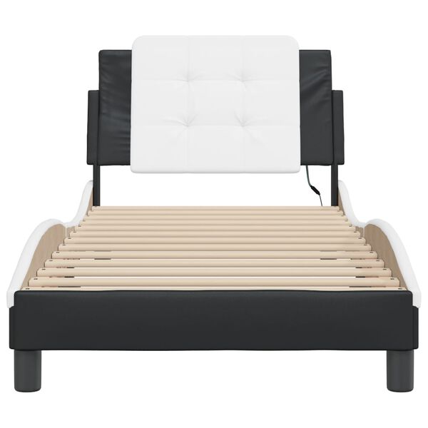 vidaXL Bed Frame with LED without Mattress "Zadar" Black and White 100x203 cm