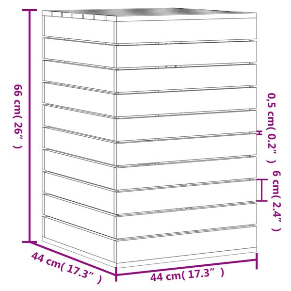 vidaXL Laundry Basket 44x44x66 cm Solid Wood Pine