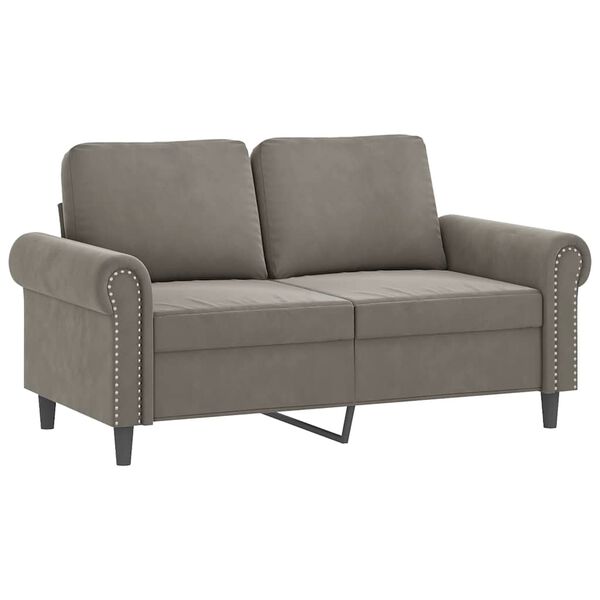 vidaXL 2-Seater Sofa with Pillows&Cushions Light Grey 120 cm Velvet