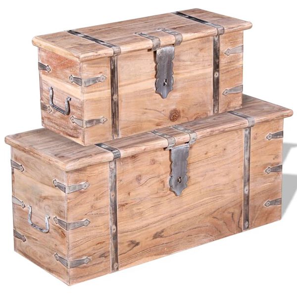 vidaXL Two Piece Storage Chest Set Acacia Wood