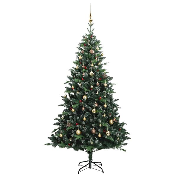 vidaXL Artificial Hinged Christmas Tree 300 LEDs & Ball Set 180 cm
