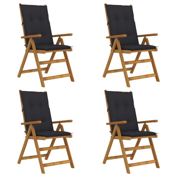 vidaXL Garden Reclining Chairs 4 pcs with Cushions Solid Acacia Wood
