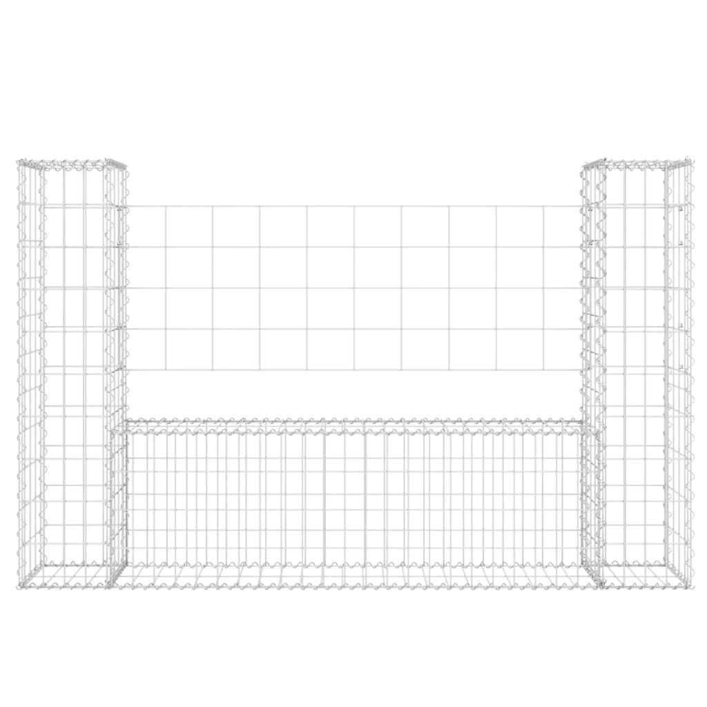 vidaXL U-shape Gabion Basket with 2 Posts Iron 140x20x100 cm
