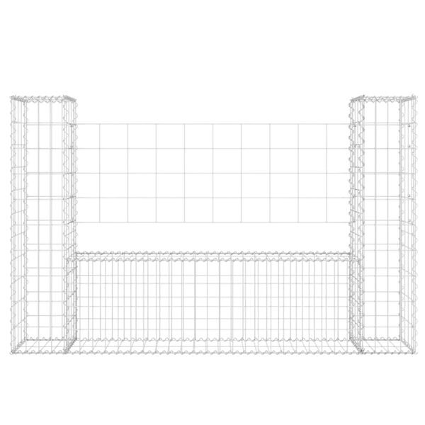vidaXL U-shape Gabion Basket with 2 Posts Iron 140x20x100 cm