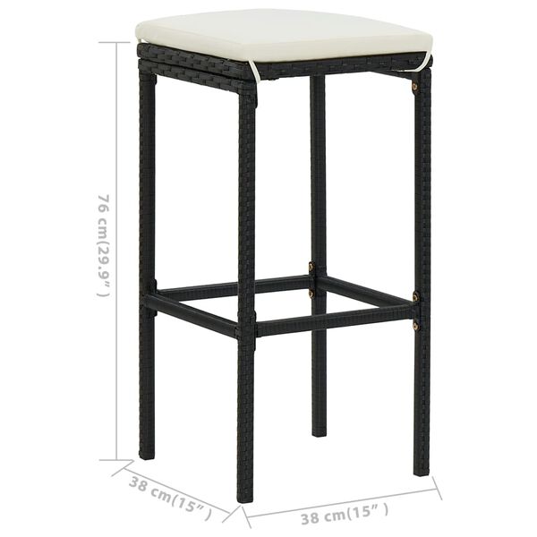vidaXL 5 Piece Garden Bar Set with Cushions Black