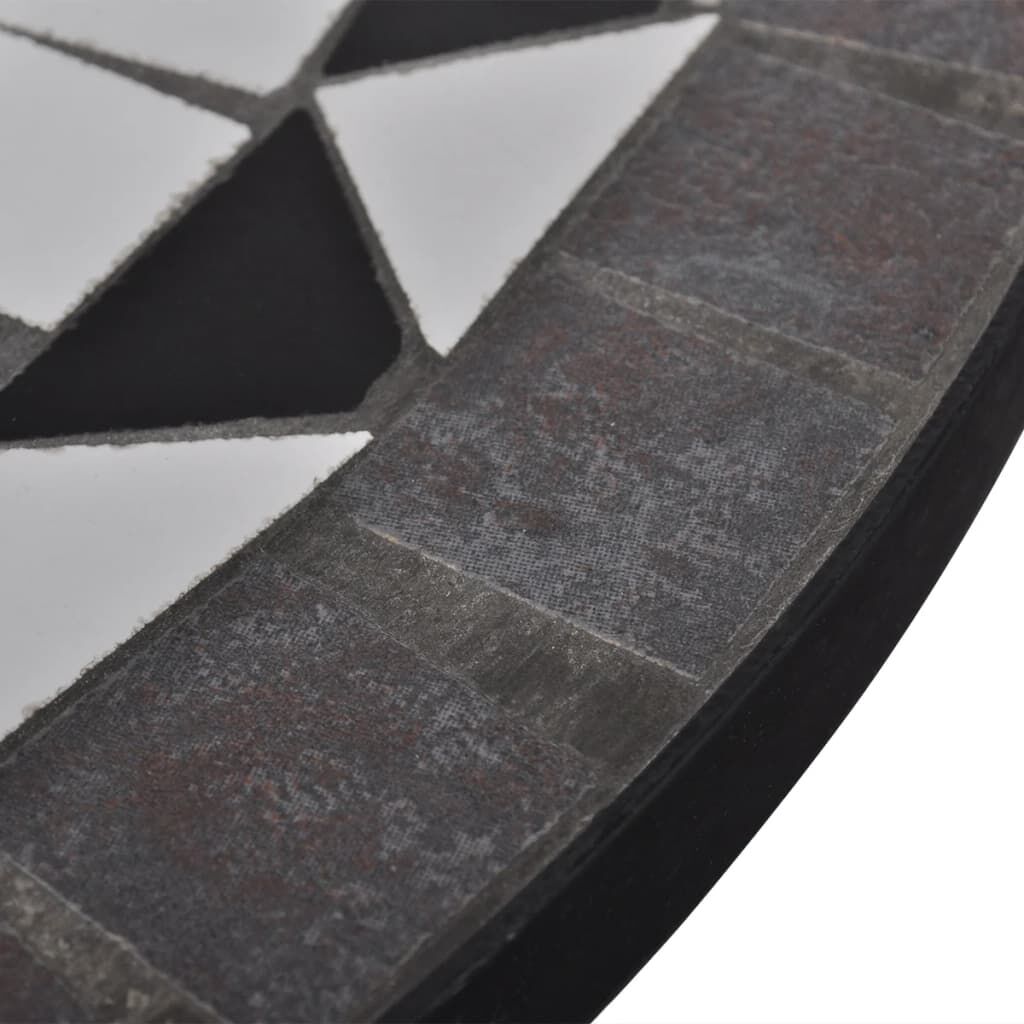 vidaXL Bistro Table Black and White 60 cm Mosaic
