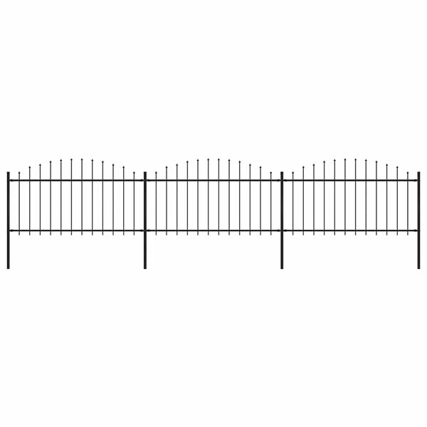 vidaXL Garden Fence with Spear Top Steel 537x150 cm Black