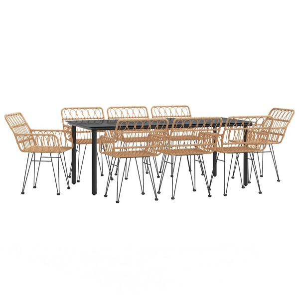 vidaXL 9 Piece Garden Dining Set Poly Rattan