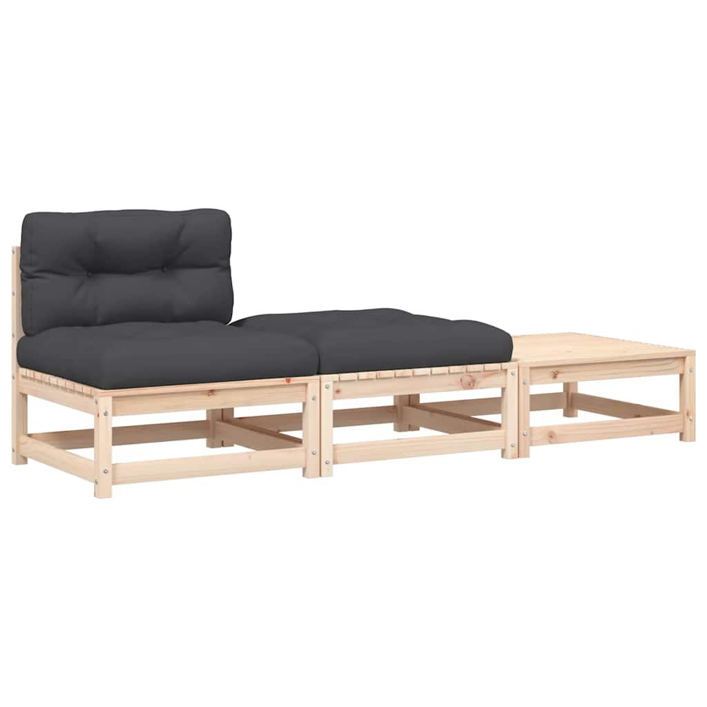 vidaXL Garden Sofa Armless with Cushions and Footstools