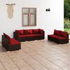 vidaXL 7 Piece Garden Lounge Set with Cushions Poly Rattan Brown