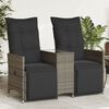 vidaXL Reclining Garden Sofa 2-Seater with Table Grey Poly Rattan