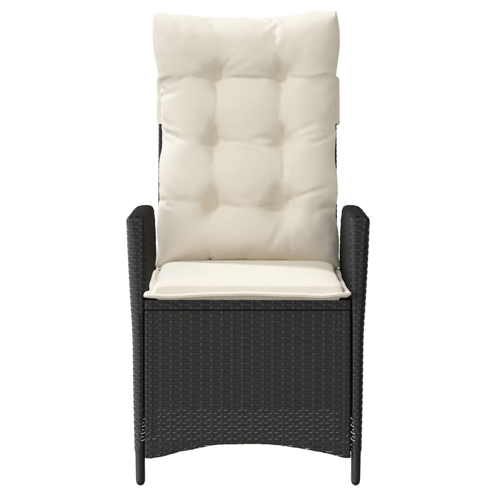 vidaXL 3 Piece Bistro Set with Cushions Black Poly Rattan