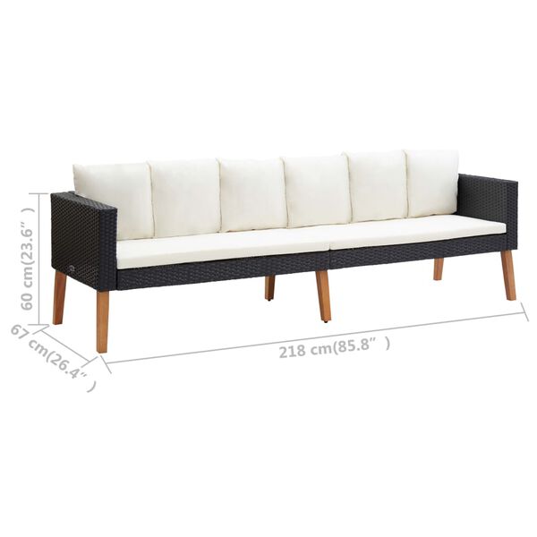 vidaXL 4 Piece Garden Lounge Set with Cushions Poly Rattan Black