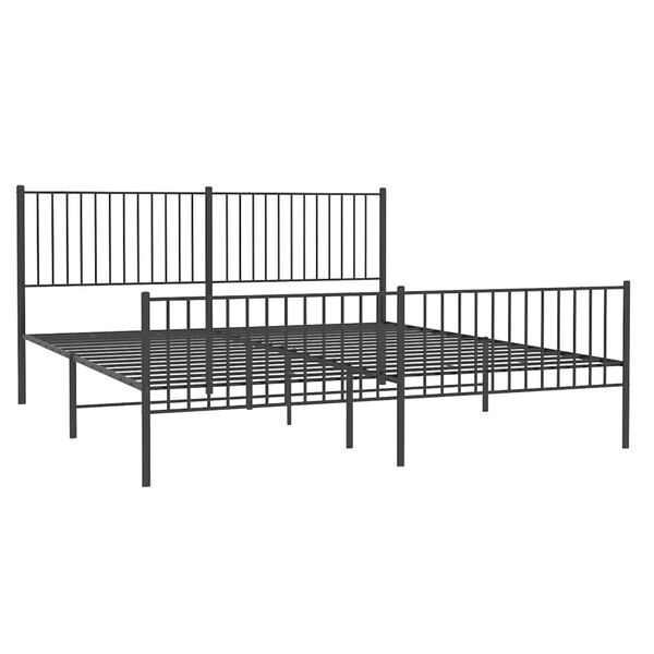 vidaXL Metal Bed Frame without Mattress with Footboard Black 193x203cm