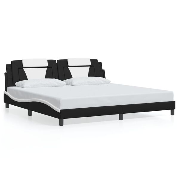 vidaXL Bed Frame "Viana" without Mattress Black and White 193x203 cm Faux Leather
