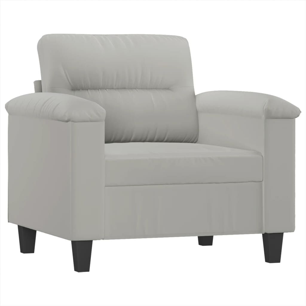 vidaXL Sofa Chair with Footstool Light Grey 60 cm Microfibre Fabric