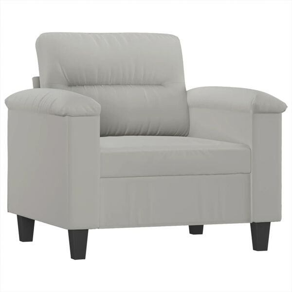 vidaXL Sofa Chair with Footstool Light Grey 60 cm Microfibre Fabric